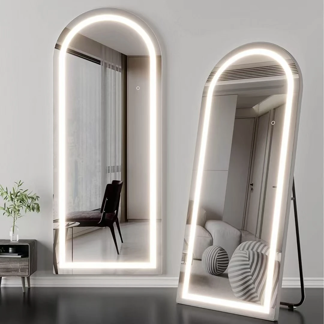 Arched LED Three - Color Light Full - Length Mirror