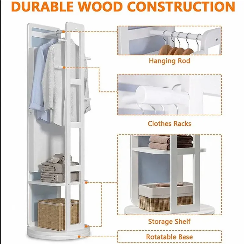 Hanging Clothes Rack Storage Function Mirror